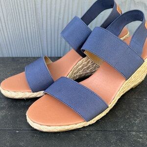 EUC Women’s size 9m Tommy Bahama Blue Sandals wedge Design